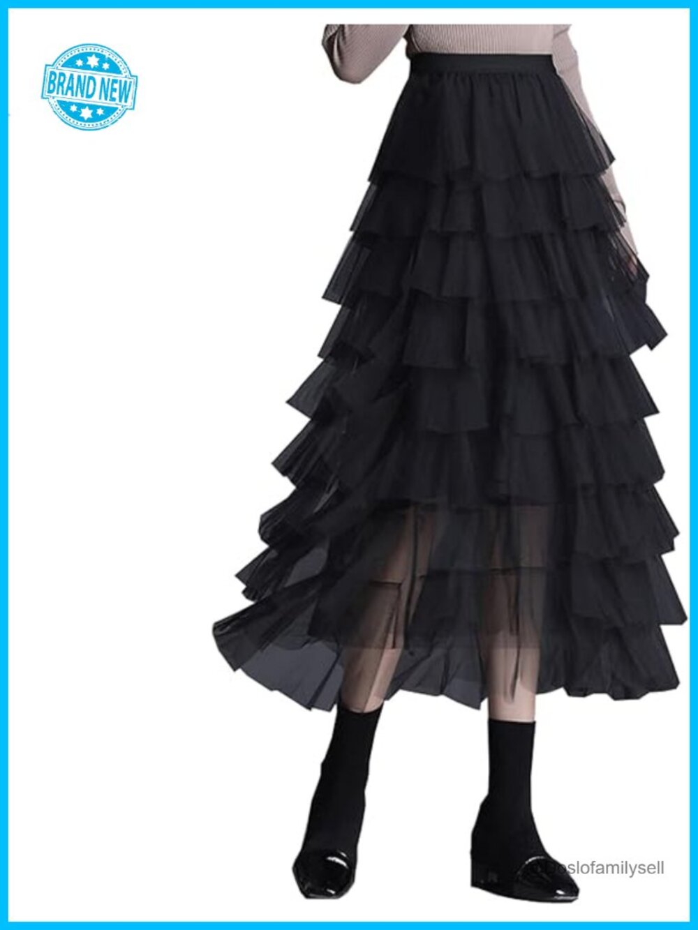 Tiered Mesh Ballet Tutu A-line Long Skirt Elastic Waist
